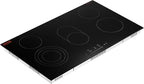 VEVOR Electric Cooktop, 36 inch 5 Burners Built-in Electric Stove Top, 8600W Ceramic Top Radiant Cooktop with Glass Panel, Touch Control, Timer, Child Lock, 9 Heat Level, 220-240V, Hard Wire (No Plug)