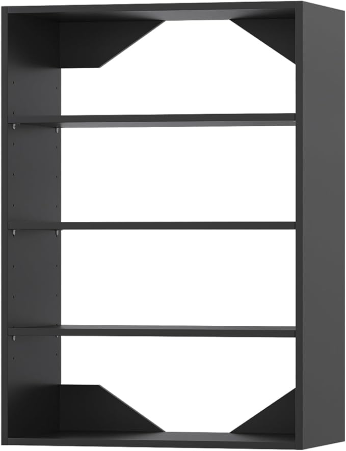 Short Tower Closet Unit, Modular Closet System, Wood Closet System Organizer with Storage for Walk In Closets, Clothing Rack Wardrobe for Hanging Clothes, Bedroom, Black, 25.5"W