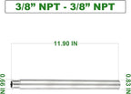 TAISHER 2PCS Stainless Steel Pipe Fittings, 3/8" NPT Male x 3/8" NPT Female Threaded, 12" Length Nipple Cast Pipe