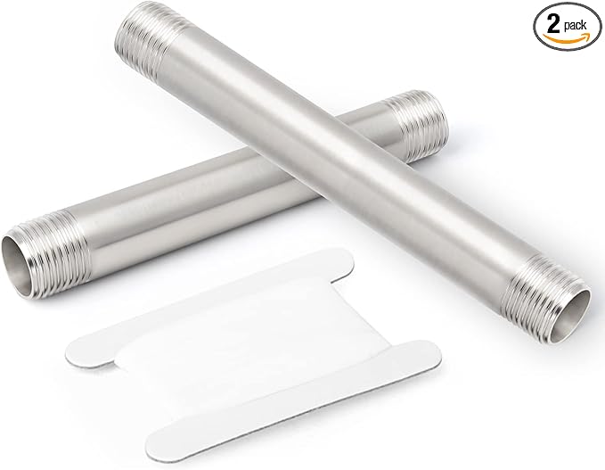 TAISHER 2PCS Stainless Steel Pipe Fittings, 1/2" NPT x 1/2" NPT Male Threaded, 8" Length Nipple Cast Pipe