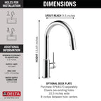 Delta Trinsic Chrome Kitchen Faucet with Pull Down Sprayer, Modern Single Hole Kitchen Sink Faucet, Single Handle, Chrome 9159-DST