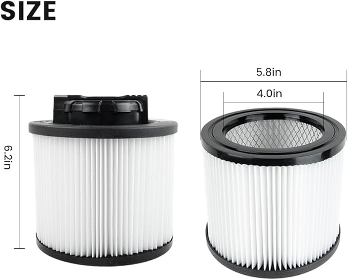 2 Pack DXVC4001 HEPA Filter Compatible with DEWALT DXV04T DXV05P DXV05S DXV08S DXV06G Wet Dry Shop Vacuums