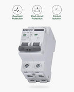 AC Miniature Circuit Breaker, 6 Amp 120V/240V 2 Pole DIN Rail Mount Circuit Breaker, Thermal Magnetic Trip, Solar AC Disconnect Switch MCB C6