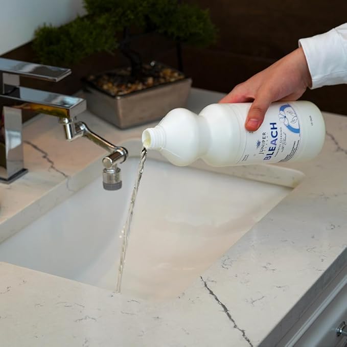 Juniper, 33 Fl Oz Liquid Bleach for Bright Whites, Fresh Scent Surface Cleaner for Bathroom, Kitchen, All Purpose Cleaner with Bleach (Pack of 12), Total 396 Ounce