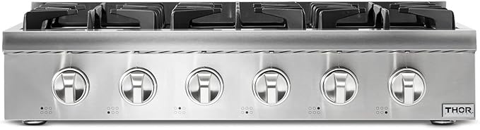 THOR KITCHEN Pro-Style Gas Rangetop with 6 Sealed Burners 36 - Inch, Stainless Steel HRT3618U