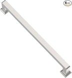 Alzassbg 6 Pack Brushed Satin Nickel Cabinet Pulls, 10 Inch(256mm) Hole Centers Cabinet Handles Square Kitchen Hardware for Cabinets AL3046SN