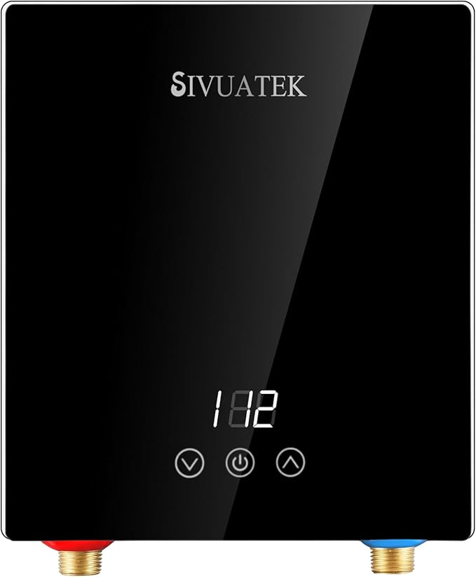 Electric Tankless Water Heater,SIVUATEK 6.5KW 240V, Compact Instant Hot Water Heater, Perfect for Under Sink, Bathroom Sink and Faucet, Space-Saving, Touch Control with LED Digital Display