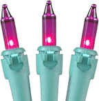 Novelty Lights 11 Feet 50 Bulbs Traditional Incandescent Mini Lights, Purple on Green Wire with 2.5" Spacing, Commercial Grade and UL Listed for Indoor/Outdoor Use, End-to-End Connectable