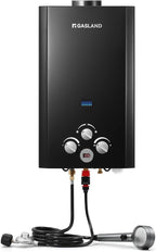 GASLAND 2.64GPM Propane Tankless Water Heater Outdoor 10L - Portable Camping Hot Water Heater, Overheating Protection, Easy to Install - Use for RV, Cabin, Barn, Camping, Boat (Black)