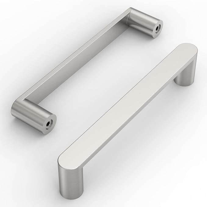 Amerdeco 10 Pack ZH0005BSN Brushed Satin Nickel 5 Inch(128mm) Hole Centers Kitchen Cabinet Pulls Hardware Modern Kitchen Handles for Cabinets Cupboard Handles Drawer Pulls