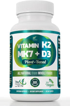 Vegan Vitamin K2+D3 | 440 mcg All-Trans MK-7 440mcg from Peas + 1000IU Vitamin D3 from Chlorella + MCT Coconut Oil for max Absorption | 90 Capsules, 100% Vegan, Non-GMO