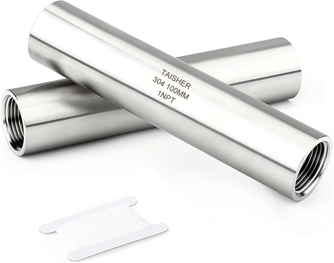 TAISHER 2PCS Stainless Steel Pipe Fittings, 1" NPT Female x 1" NPT Female Threaded, 4" Length Thickened Nipple Cast Pipe