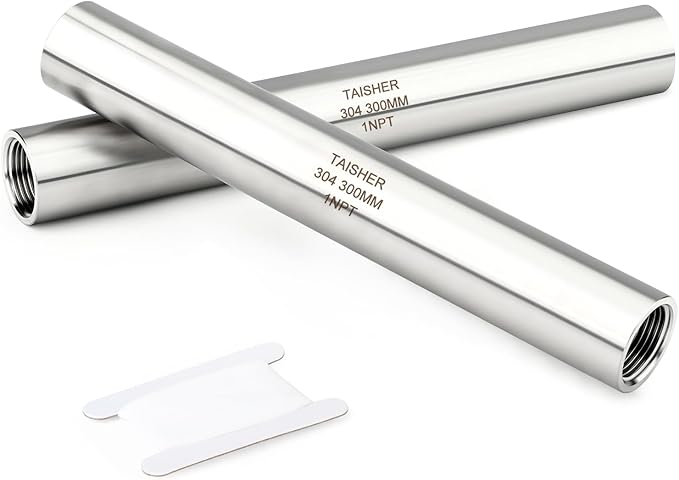 TAISHER 2PCS Stainless Steel Pipe Fittings, 1" NPT Female x 1" NPT Female Threaded, 12" Length Thickened Nipple Cast Pipe