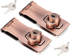 2 Packs Keyed Hasp Locks Twist Knob Keyed Locking Hasp for Small Doors, Cabinets and More,Stainless Steel Steel, Hasp Lock Catch Latch Safety Lock Door Lock with Keys (4inch, Copper)