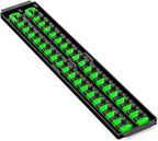 Ernst Manufacturing 8485 Socket Boss, Premium 2-Rail Twist Lock Socket Organizer, 3/8 Inch-Drive, 18-Inch, Green - Made in USA