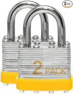 Keyed Alike Laminated Steel Padlocks with Normal Shackle for Sheds, Fences & Lockers (2-Pack)