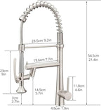 AIMADI Pull Down Kitchen Faucet with Sprayer,Commercial Single Handle Stainless Steel Brushed Nickel Kitchen Sink Faucet with LED Light