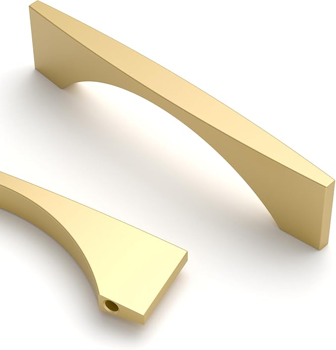 Asidrama 10 Pack 3.75 Inch(96mm) Brushed Gold Kitchen Cabinet Handles, Vintage Retro Cabinet Pulls Kitchen Cabinet Hardware for Cupboard Drawer Pulls