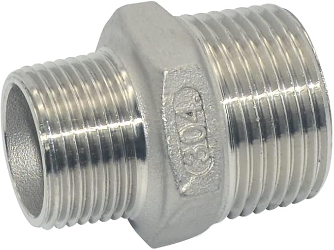 1" x 3/4" Male Threaded Reducing Nipple Fitting/Adapter,Stainless Steel SS304 NPT Pipe Hex Reducer