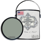 ALL-IN-ONE Paint, Durable cabinet and furniture paint. Built in primer and top coat, no sanding needed. Includes our 30 featured color card - London (green gray), Gallon