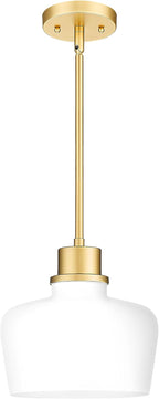 Emak Gold Pendant Lights Kitchen Island, 10 Inch Large Pendant Light with Milk Glass Shade, Modern Hanging Light Fixture for Kitchen, Dining Room, PL126-GD-ML