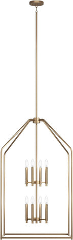 Kichler Madden 43" 8 XL Light Foyer Pendant in Champagne Bronze, Soft Modern Fixture, for Foyer, Over Large or Dining Room Table, (43" x 24.25"), 52724CPZ
