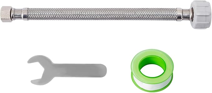 SUNGATOR 9'' Toilet Water Supply Line, 7/8" Ballcock x 3/8" Compression Toilet Hose Connector, 9 Inch Braided Stainless Steel Water Supply Line with 1 Wrench and Sealing Tape (1 Pack)