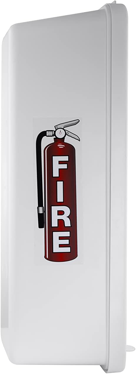 Fire Extinguisher Cabinet Fire Extinguisher Box Outdoor Fire Cabinet Mounted Fire Extinguisher Cabinet Fire Extinguisher Cover (White with Breaker Bar Attachment, Rx350, Plastic, 20 Pounds, 2, AKA1)
