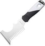 Mister Rui 5 in 1 Paint Brush Comb and Roller Cleaner Tool, Stainless Steel Paint Brush Cleaner with Hammer Base & Anti-Slip Grip, for Professional Painters & DIYers