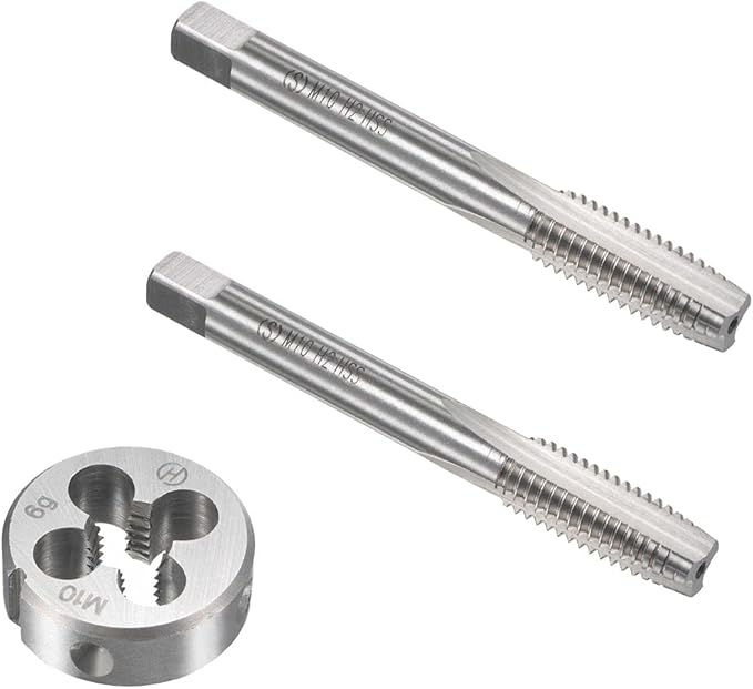 10mm x 1.5 HSS Metric Tap and Die Set Right Hand Thread,Tapping DIY Tool 3pcs (M10 x 1.5mm)