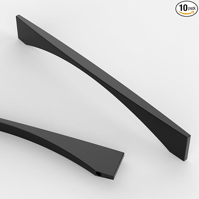 Asidrama 10 Pack 10 Inch(254mm) Matte Black Kitchen Cabinet Handles, Cabinet Pulls Kitchen Cabinet Hardware for Cupboard Drawer Pulls
