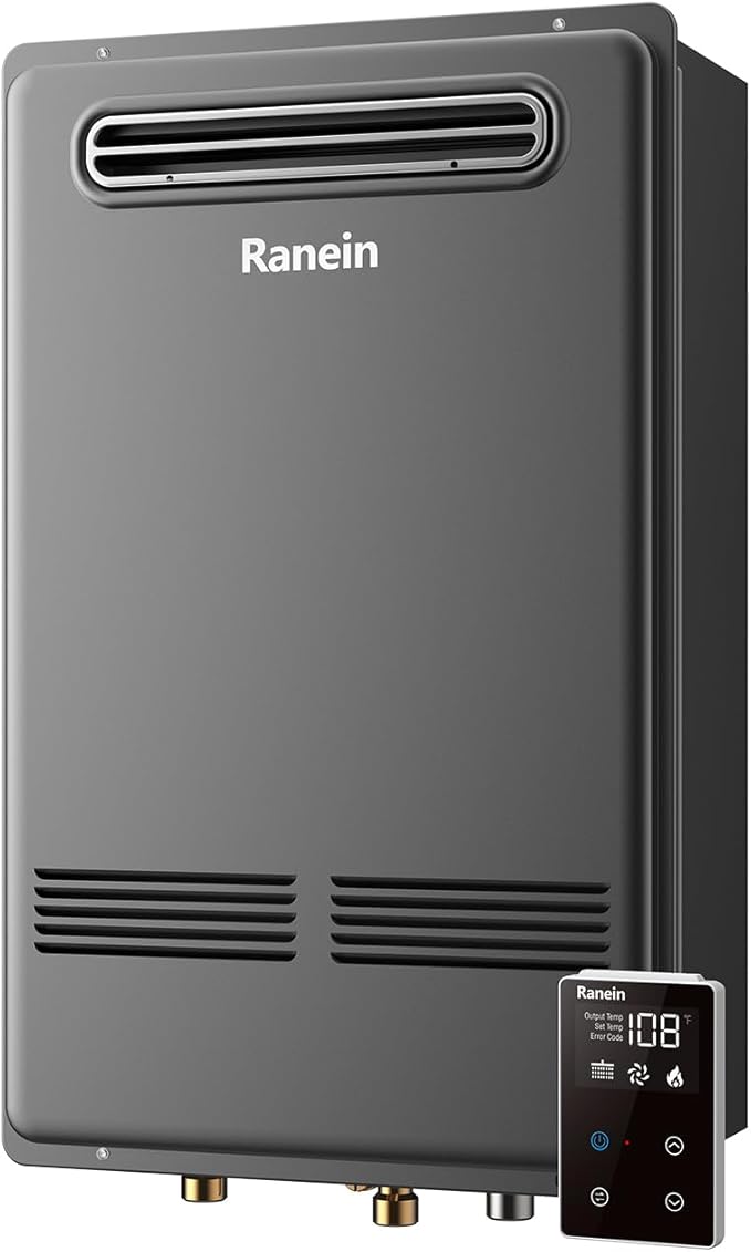 Ranein Natural Gas Tankless Water Heater, Outdoor Max 7.4 GPM, 190,000 BTU Instant Hot Water Heater