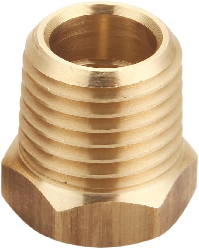 1/4 NPT Male Thread to 1/8 NPT Female Thread Brass Reducer Hex Bushing Brass Fitting Pipe Hose Tube Adapter Convert, Thread 0.5" OD to 0.375" ID, Pack of 10