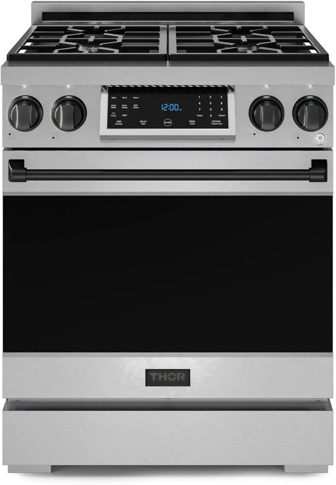 Gordon Ramsay by THOR Kitchen 30 Inch Professional Gas Range with Tilt Panel Touch Control in Stainless Steel/Black