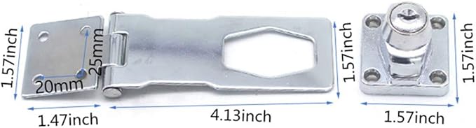 2 Packs Keyed Locks Twist Knob Locking Hasp for Small Doors, Cabinets and More,Stainless Steel Steel, Catch Latch Safety Lock with Keys (4inch, Silver)