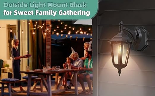 Siding Mounting Blocks, Qulity Siding Mounting Plate, 130110006001 Octagon Outdoor Light Mounting Block, for 1/2 inch Lap Double and 4 inch Height Siding, Black 2 Packs