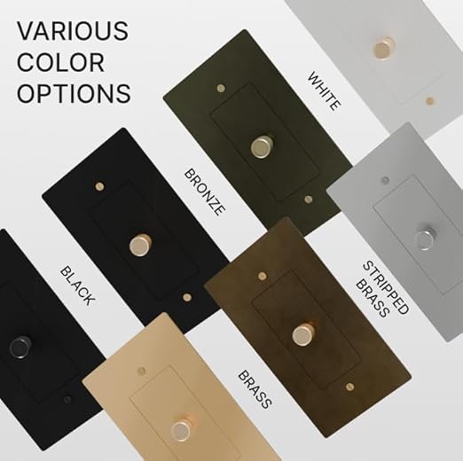 Brass Dimmer Light Switch – 120V AC – Solid Brass Wall Plate for LED Bulbs – Handcrafted Rotary Dimmer with Knurled Knob – UL Listed Flicker-Free Dimming | Vintage Style Light Control for Home Décor