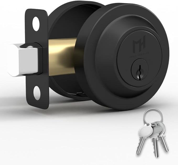 Mega Handles - Ronn Entrance Deadbolt I Deadbolt for Entry Lever Door Handle - Heavy Duty Round Lock for Left or Right-Handed Doors - Interior/Exterior Door Lever Deadbolt- Matte Black