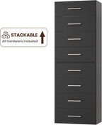 ROOMTEC 31.5" 4 Drawer Short Tower Closet Unit, Modular Closet System with Drawers and Shelf, Wardrobe Organizer for Bedroom or Walk-in Closet, Wall Mounted, Customizable Clothes Storage Unit, Black