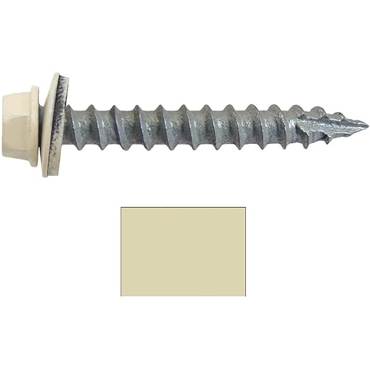 #14 Metal ROOFING SCREWS: (250) Screws x 1-1/2" IVORY Hex Head Sheet Metal Roof Screw. Self starting/tapping metal to woodsheet metal siding screws with EPDM washer. for corrugated roofing