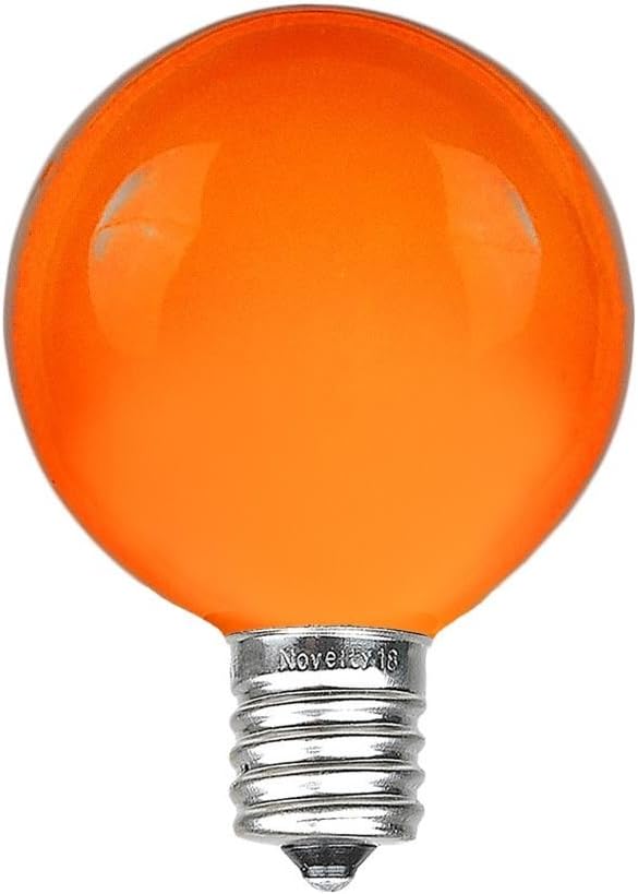 Novelty Lights 25 Pack G40 Orange Outdoor Globe Bulbs, Light Bulbs Glass Incandescent Bulbs with 3000 Hour Lifespan, Globe String Lights Replacement Bulbs