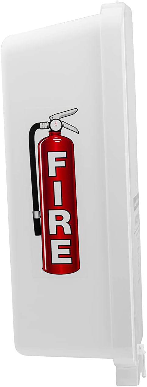 Fire Extinguisher Cabinet Fire Extinguisher Box Outdoor Fire Cabinet Mounted Fire Extinguisher Cabinet Fire Extinguisher Cover (White with Clear Pull-Cover, Rx350, Plastic, 10 Pounds, 2, AKA1)