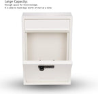 KYODOLED Locking Wall Mount Mailbox, Mail Boxes with Combination Lock for Outside, Security Drop Box with Code,12.4H x 8.54L x 3.35W Inches, White