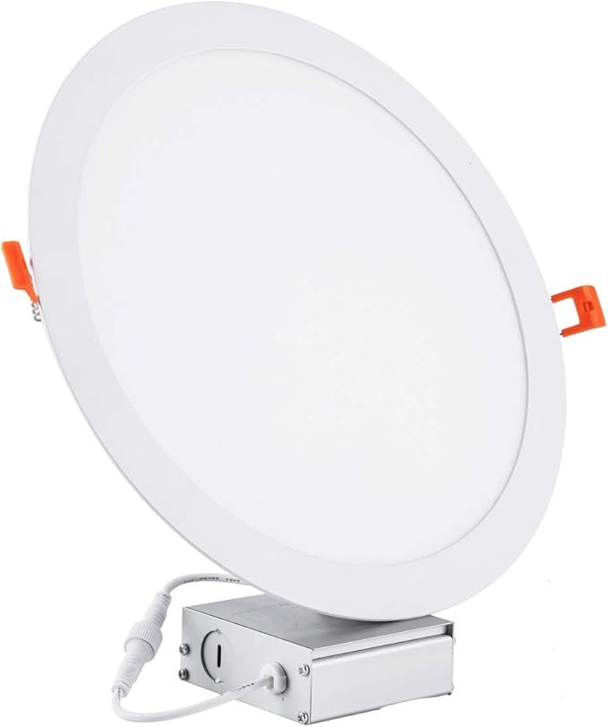 1Pack 11 Inch Ultra Thin LED Recessed Ceiling Light with Junction Box, 6000K Daylight, 24W 110V Eqv,Recessed Lighting, Slim No Dimmable Can-Killer Downlight,Canless Lights 2150LM High CRI80+