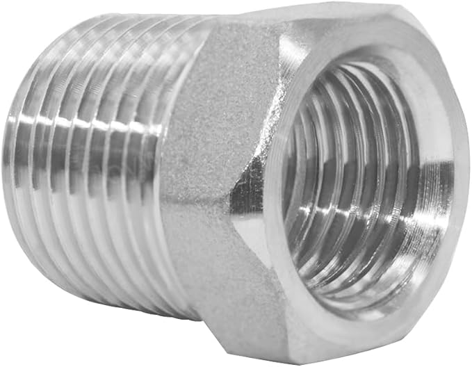 Joywayus Stainless Steel Hex Head Bushing Reducer Pipe Fitting 3/8 NPT Male × 1/4 NPT Female (Pack of 2)