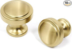 10 Pack Brushed Gold Cabinet Knobs Gold Kitchen Knobs Round Cabinet Hardware for Dresser Drawers,Aluminum Alloy