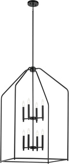 Kichler Madden 43" 8 XL Light Foyer Pendant in Black, Soft Modern Fixture, for Foyer, Over Large or Dining Room Table, (43" x 24.25"), 52724BK