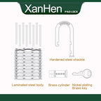 Laminated Steel Padlocks, Keyed Alike - 60 Pack, 1-9/16" Shackle, Brass Cylinder, Metallic, For Hasp Latch, Sheds, Fences, Storage Locker, School, Gym