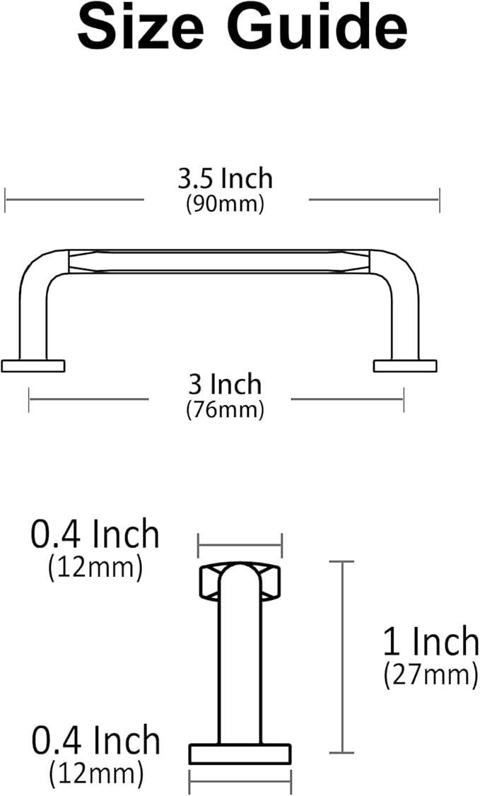Alzassbg 6 Pack Matt Black Cabinet Handles, 3 Inch(76mm) Hole Centers Arch Modern Cabinet Pulls Kitchen Cabinets Hardware for Cabinets and Drawers AL3503MB