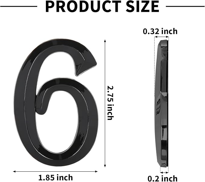 10Pcs Mailbox Numbers for outside 0-9, 2.75 inch 3D Self Adhesive Street Address House Door Numbers Signs for Apartment,Office,Cars,Mailboxes (Black)